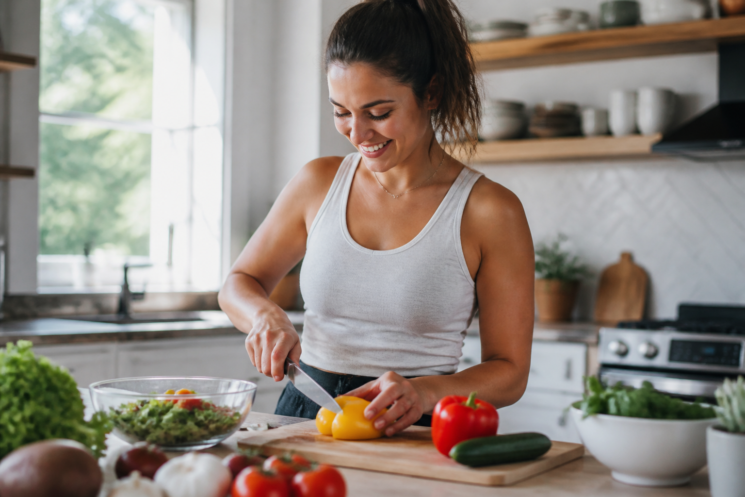 Person practicing calm morning wellness routine