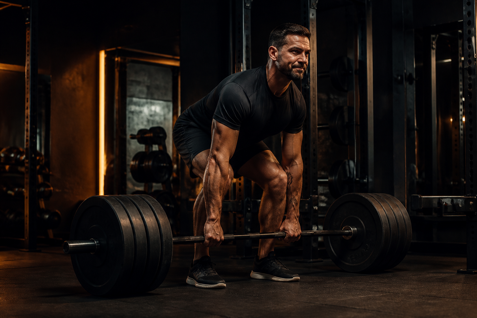 Man training with focused intensity